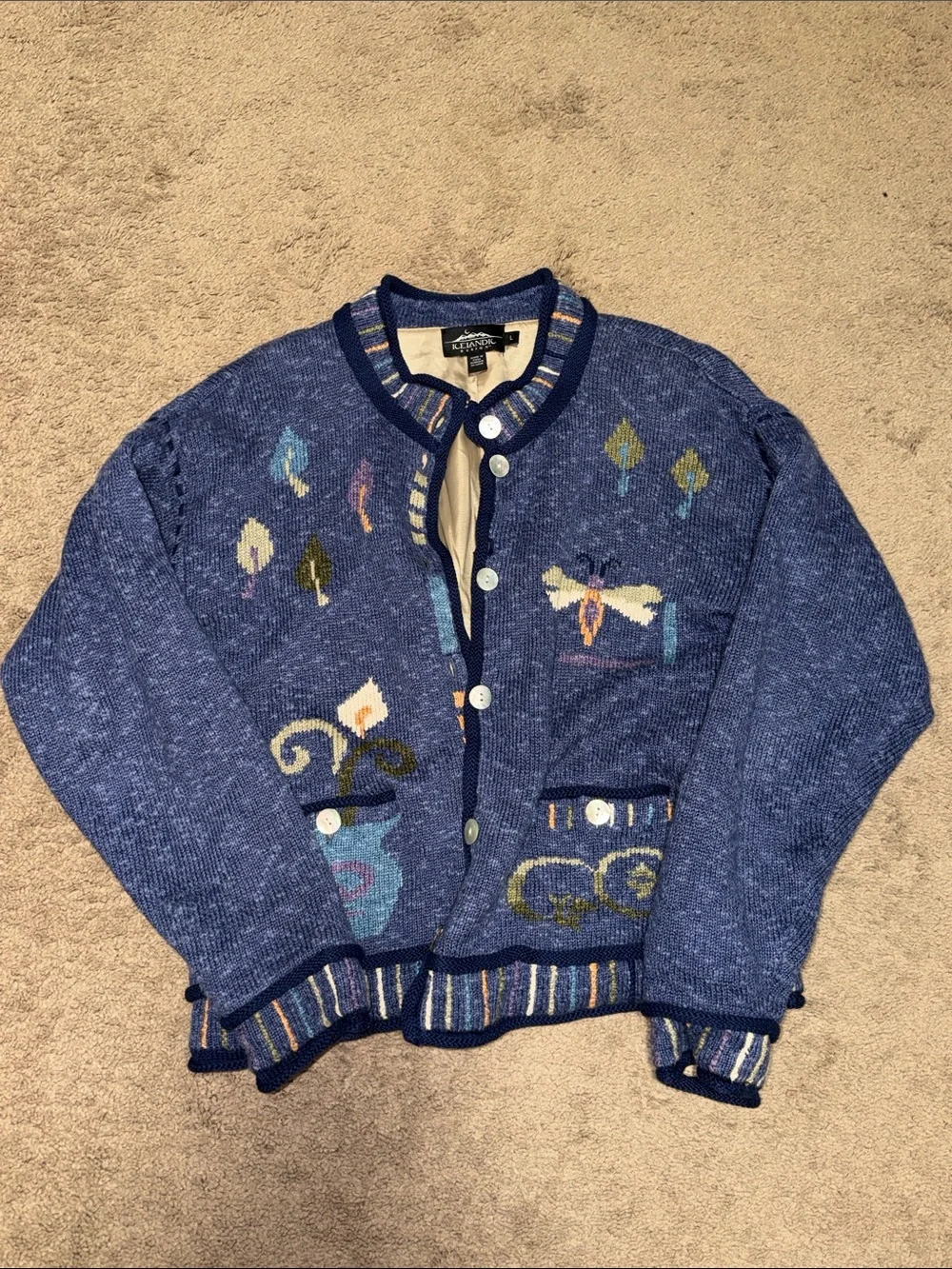 Icelandic Design Y2K Grandmacore Linen Cotton Blend Sweater Size Large